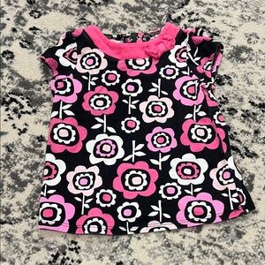 Floral Pink and Black Kids Shirt
